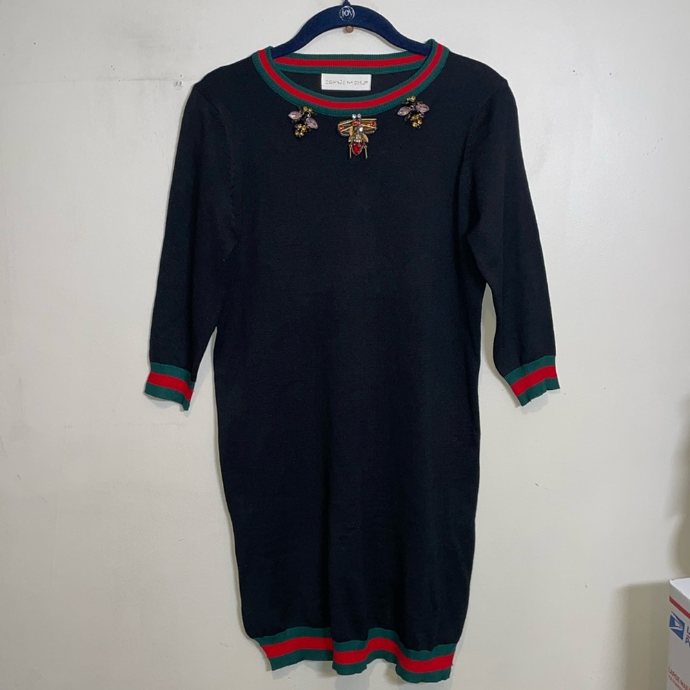 Black Cotton and Spandex Knit Dress EUC